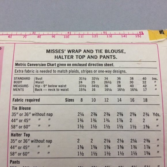 Vintage 70s Simplicity Pattern 5355 Wrap Blouse Halter Top Pants CUT 36" Bust - Picture 4 of 14